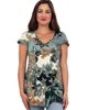 24seven Comfort Apparel 24seven Comfort Apparel Basic Floral Print V-Neck Short Sleeve Flared Tunic Top - 1
