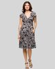 24seven Comfort Apparel 24seven Comfort Apparel Cap Sleeve Black and White V-Neck Knee Length Pocket Dress - 1