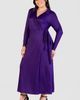 24seven Comfort Apparel 24seven Comfort Apparel Collared Long Sleeve Wrap Front Maxi Dress - 4