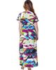 24seven Comfort Apparel 24seven Comfort Apparel Colorful Floral V-Neck Belted High Low Faux Wrap Dress - 3