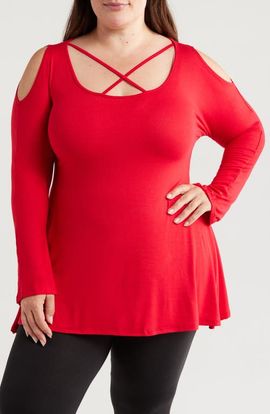 24seven Comfort Apparel 24seven Comfort Apparel Crisscross Strap Jersey Top