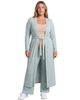 24seven Comfort Apparel 24seven Comfort Apparel Curvy Basic Long Sleeve Tie Waist Soft Jacket and Elastic Waist Wide Leg Pant Set - 1