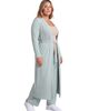 24seven Comfort Apparel 24seven Comfort Apparel Curvy Basic Long Sleeve Tie Waist Soft Jacket and Elastic Waist Wide Leg Pant Set - 2