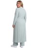 24seven Comfort Apparel 24seven Comfort Apparel Curvy Basic Long Sleeve Tie Waist Soft Jacket and Elastic Waist Wide Leg Pant Set - 3