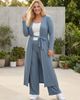 24seven Comfort Apparel 24seven Comfort Apparel Curvy Basic Long Sleeve Tie Waist Soft Jacket and Elastic Waist Wide Leg Pant Set - 5