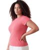 24seven Comfort Apparel 24seven Comfort Apparel Curvy Basic Ribbed Knit Round Neck Short Sleeve Top - 2