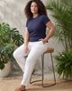24seven Comfort Apparel 24seven Comfort Apparel Curvy Basic Ribbed Knit Round Neck Short Sleeve Top - 5