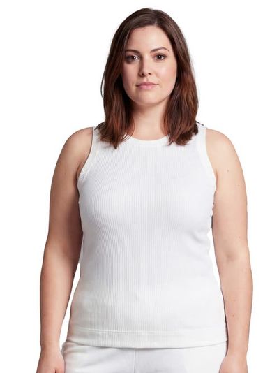 24seven Comfort Apparel 24seven Comfort Apparel Curvy Basic Ribbed Knit Round Neck Sleeveless Tank Top
