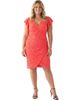 24seven Comfort Apparel 24seven Comfort Apparel Curvy Elevate Lace V-Neck Flutter Sleeve Faux Wrap Midi Dress - 1