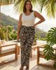 24seven Comfort Apparel 24seven Comfort Apparel Curvy Essential Abstract Print Foldover Waist Wide Leg Pants - 5