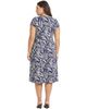 24seven Comfort Apparel 24seven Comfort Apparel Curvy Essential Abstract Print Short Sleeve Boat Neck Pleated Pocket Fit & Flare Midi Dress - 3