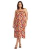 24seven Comfort Apparel 24seven Comfort Apparel Curvy Essential Abstract Print Spaghetti Strap Smocked Pocket A-Line Maxi Dress - 1