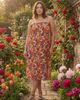 24seven Comfort Apparel 24seven Comfort Apparel Curvy Essential Abstract Print Spaghetti Strap Smocked Pocket A-Line Maxi Dress - 5