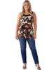 24seven Comfort Apparel 24seven Comfort Apparel Curvy Essential Cheetah Print Scoop Neck Sleeveless Waist Tie Top - 1