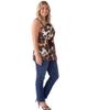 24seven Comfort Apparel 24seven Comfort Apparel Curvy Essential Cheetah Print Scoop Neck Sleeveless Waist Tie Top - 2