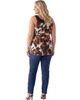 24seven Comfort Apparel 24seven Comfort Apparel Curvy Essential Cheetah Print Scoop Neck Sleeveless Waist Tie Top - 3