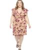 24seven Comfort Apparel 24seven Comfort Apparel Curvy Essential Flutter Sleeve Faux Wrap Knee Length Dress - 1