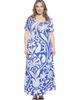 24seven Comfort Apparel 24seven Comfort Apparel Curvy Essential Paisley Scoop Neck Elbow Sleeve A-Line Maxi Dress - 1