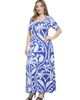 24seven Comfort Apparel 24seven Comfort Apparel Curvy Essential Paisley Scoop Neck Elbow Sleeve A-Line Maxi Dress - 2