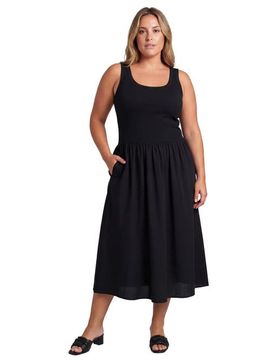 24seven Comfort Apparel 24seven Comfort Apparel Curvy Essential Sleeveless Scoop Neck A-Line Pocket Maxi Dress