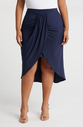 24seven Comfort Apparel 24seven Comfort Apparel Draped Wrap Skirt