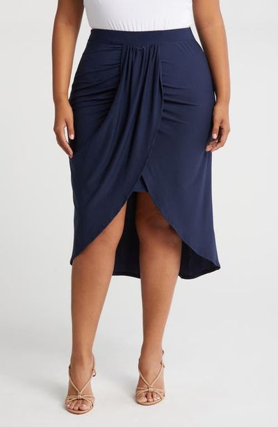 24seven Comfort Apparel 24seven Comfort Apparel Draped Wrap Skirt