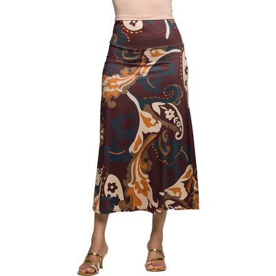 24seven Comfort Apparel 24seven Comfort Apparel Elastic Waist Maxi Skirt Print