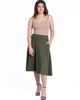 24seven Comfort Apparel 24seven Comfort Apparel Elastic Waist Pleated Pocket Midi Skirt - 1