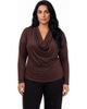 24seven Comfort Apparel 24seven Comfort Apparel Elevate Curvy Cowl Neck Long Sleeve Top - 1