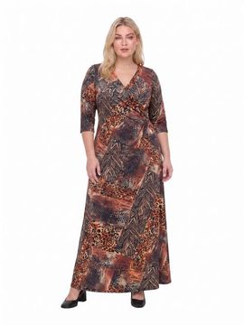 24seven Comfort Apparel 24seven Comfort Apparel Elevate Curvy Mid Sleeve V Neck Wrap Waist Slit Long Dress