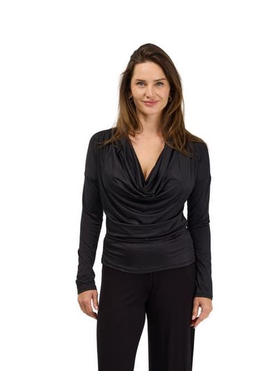 24seven Comfort Apparel 24seven Comfort Apparel Elevate Womens Cowl Neck Long Sleeve Top