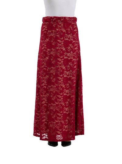 24seven Comfort Apparel 24seven Comfort Apparel Elevate Womens Elegant Lace Elastic Waist Maxi Skirt