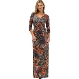 24seven Comfort Apparel 24seven Comfort Apparel Elevate Womens Mid Sleeve V Neck Wrap Waist Slit Long Dress