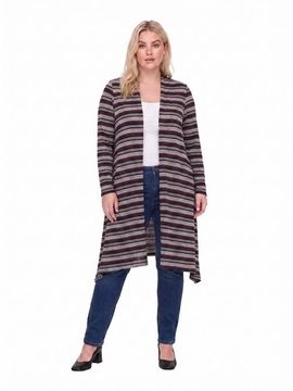 24seven Comfort Apparel 24seven Comfort Apparel Essential Curvy Open Front Striped Long Sleeves Cardigan Jacket