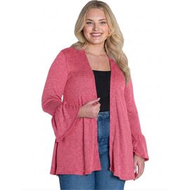 24seven Comfort Apparel 24seven Comfort Apparel Essential Curvy Soft Stretch Open Front Cardigan Jacket