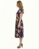 24seven Comfort Apparel 24seven Comfort Apparel Essential Petite Floral Print Short Sleeve Boat Neck Fit N Flare Pocket Midi Dress - 2