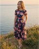 24seven Comfort Apparel 24seven Comfort Apparel Essential Petite Floral Print Short Sleeve Boat Neck Fit N Flare Pocket Midi Dress - 5