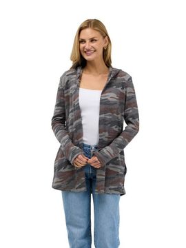 24seven Comfort Apparel 24seven Comfort Apparel Essential Womens Hooded Open Front Cardigan Jacket