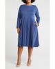 24seven Comfort Apparel 24seven Comfort Apparel Fit & Flare Long Sleeve Jersey Midi Dress - 1