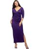 24seven Comfort Apparel 24seven Comfort Apparel Fitted V-Neck Side Slit Maxi Dress - 1