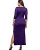 24seven Comfort Apparel 24seven Comfort Apparel Fitted V-Neck Side Slit Maxi Dress - 3