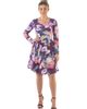 24seven Comfort Apparel 24seven Comfort Apparel Floral Long Sleeve Knee Length Dress - 1