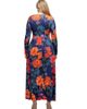 24seven Comfort Apparel 24seven Comfort Apparel Floral Print Long Sleeve Side Slit Maxi Dress - 3