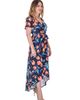24seven Comfort Apparel 24seven Comfort Apparel Floral V-Neck Belted High Low Faux Wrap Dress - 2