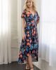 24seven Comfort Apparel 24seven Comfort Apparel Floral V-Neck Belted High Low Faux Wrap Dress - 5