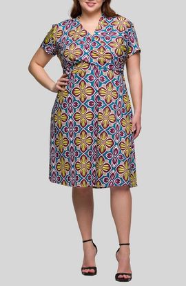 24seven Comfort Apparel 24seven Comfort Apparel Floral Wrap Front Knit Midi Dress