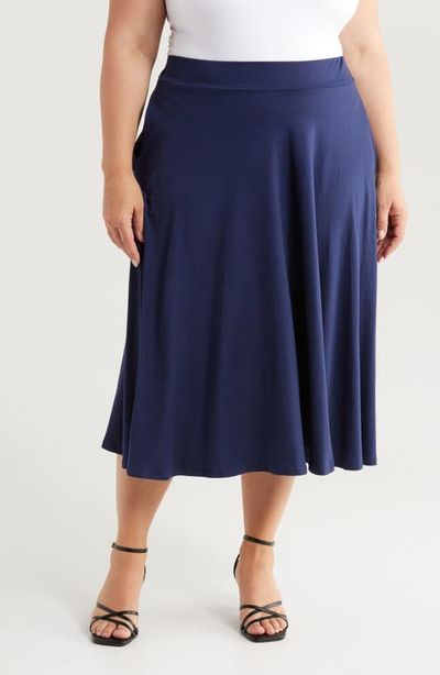 24seven Comfort Apparel 24seven Comfort Apparel Flowy Jersey Midi Skirt
