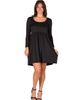 24seven Comfort Apparel 24seven Comfort Apparel Long Sleeve Babydoll Knee Length Dress - 1