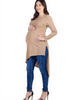 24seven Comfort Apparel 24seven Comfort Apparel Long Sleeve Knee Length Asymmetrical Maternity Tunic Top - 2