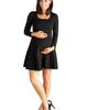 24seven Comfort Apparel 24seven Comfort Apparel Long Sleeve Knee Length Maternity Skater Dress - 1